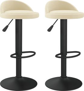 vidaXL Stołki barowe, 2 szt., kremowe, obite aksamitem 2