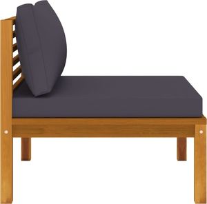 vidaXL Moduł środkowy sofy, z ciemnoszarymi poduszkami, akacjowy 4