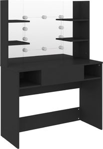 vidaXL Stolik do makijażu z LED 100x40x135 cm, MDF, czarny 2