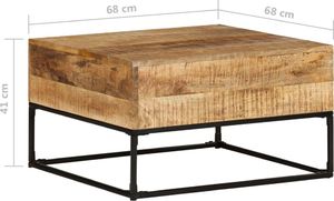 vidaXL Stolik kawowy, 68x68x41 cm, surowe drewno mango 4