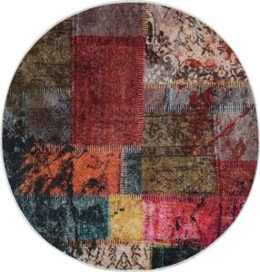 vidaXL Dywan z możliwością prania, patchwork, 120 cm, kolorowy 1