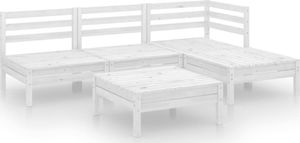 vidaXL 5-cz. zestaw mebli wypoczynkowych do ogrodu, biały, sosnowy 2