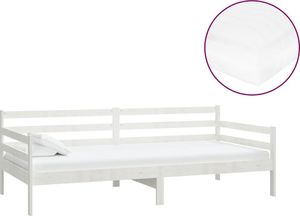 vidaXL Łóżko dzienne z materacem, 90x200 cm, białe, drewno sosnowe 2