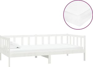vidaXL Łóżko dzienne z materacem, 90x200 cm, białe, drewno sosnowe 2