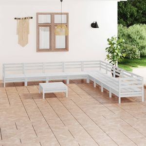 vidaXL 10-cz. zestaw wypoczynkowy do ogrodu, biały, drewno sosnowe 1
