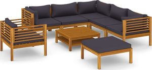 vidaXL 8-cz. zestaw wypoczynkowy do ogrodu, z poduszkami, akacjowy 2