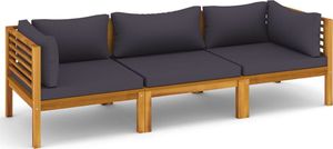 vidaXL 3-osobowa sofa ogrodowa z poduszkami, lite drewno akacjowe 2