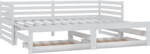 vidaXL Łóżko wysuwane, 2 x (90x200) cm, białe, lite drewno sosnowe 2