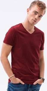 Ombre T-shirt męski bawełniany basic S1369 - bordowy S 1