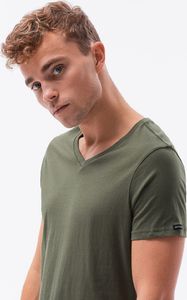 Ombre T-shirt męski bawełniany basic S1369 - ciemnooliwkowy S 1