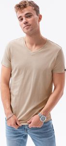 Ombre T-shirt męski bawełniany basic S1369 - ciepłoszara XL 1
