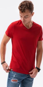 Ombre T-shirt męski bawełniany basic S1369 - czerwony L 1