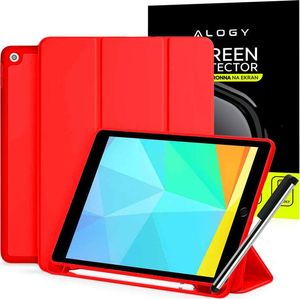 Etui na tablet Alogy Etui Alogy Smart Pencil Case do Apple iPad 10.2 2019/2020/2021 7/8/9Gen Czerwone + Folia + Rysik 1