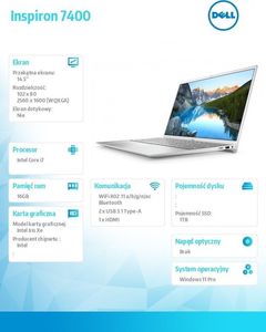 Laptop Dell !Inspiron 7400 Win11Pro i7-1165G7/1TB/16/INT/2Y 2