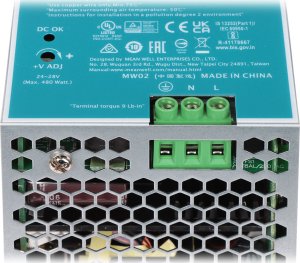 Mean Well Zasilacz impulsowy AC/DC na szynę DIN 480W 90-264VAC Uwyj 24VDC 20A PFC aktywne NDR-480-24 3