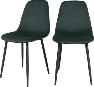 Selsey SELSEY Zestaw dwóch krzeseł tapicerowanych Iger butelkowa zieleń na czarnych nogach 1