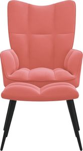 vidaXL Fotel z podnóżkiem, różowy, obity aksamitem 3