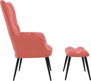 vidaXL Fotel z podnóżkiem, różowy, obity aksamitem 4