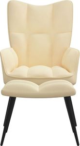 vidaXL Fotel z podnóżkiem, kremowy, tapicerowany aksamitem 3