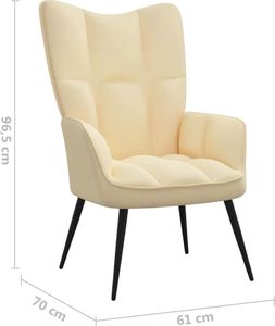 vidaXL Fotel z podnóżkiem, kremowy, tapicerowany aksamitem 10