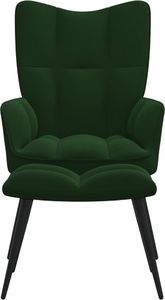 vidaXL Fotel z podnóżkiem, ciemnozielony, obity aksamitem 3