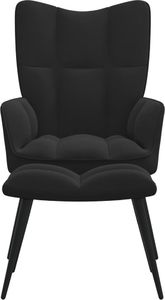 vidaXL Fotel z podnóżkiem, czarny, obity aksamitem 3