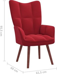 vidaXL Fotel, winna czerwień, obity aksamitem 7