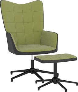 vidaXL Fotel z podnóżkiem, jasnozielony, aksamit i PVC 1