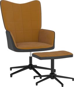 vidaXL Fotel z podnóżkiem, brązowy, aksamit i PVC 1