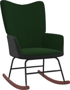 vidaXL Fotel bujany, ciemnozielony, aksamit i PVC 1