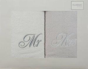 Eurofirany Komplet Ręczników Mr Mrs 2 2 szt. 50 x 90 Biały 1