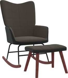 vidaXL Fotel bujany z podnóżkiem, ciemnoszary, aksamit i PVC 1