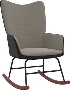 vidaXL Fotel bujany, jasnoszary, aksamit i PVC 1