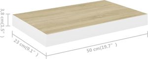 vidaXL Półka ścienna, kolor dębu i biel, 50x23x3,8 cm, MDF 9