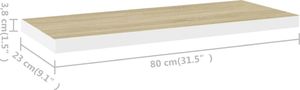 vidaXL Półki ścienne, 4 szt., dębowo-białe, 80x23,5x3,8 cm, MDF 10