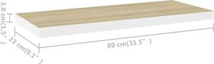 vidaXL Półki ścienne, 2 szt., dębowo-białe, 80x23,5x3,8 cm, MDF 10