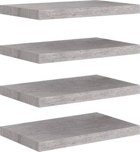 vidaXL Półki ścienne, 4 szt., szarość betonu, 50x23x3,8 cm, MDF 2