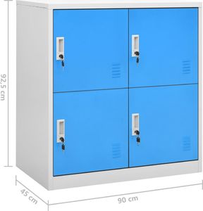 vidaXL Szafka zamykana na klucz, szaro-niebieska, 90x45x92,5 cm, stal 7