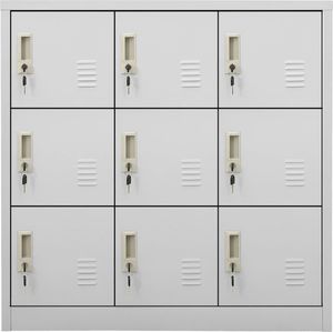 vidaXL Szafka zamykana na klucz, jasnoszara, 90x45x92,5 cm, stal 3