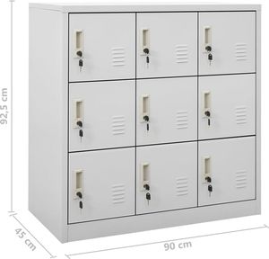 vidaXL Szafka zamykana na klucz, jasnoszara, 90x45x92,5 cm, stal 8