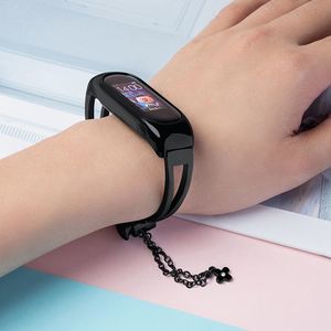 Hurtel Zamienna metalowa opaska bransoleta łańcuszek pasek do Xiaomi Mi Band 6 / 5 / 4 / 3 czarny 2