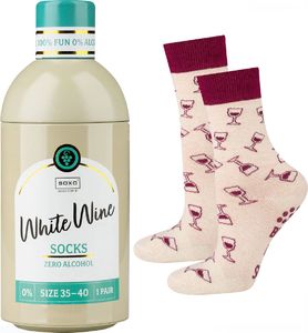Soxo Skarpetki damskie SOXO GOOD STUFF zabawne White Wine w butelce na prezent 35-40 1