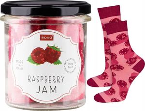 Soxo Skarpetki damskie różowe SOXO GOOD STUFF zabawny raspberry jam w słoiku 35-40 1