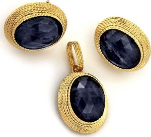 Lovrin Złoty komplet biżuterii 585 fioletowe kamienie 15.54g 1