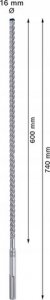 Wiertło Bosch BOSCH SDS max-8X 16x600x740mm - 2608900216 EXPERT RANGE 7