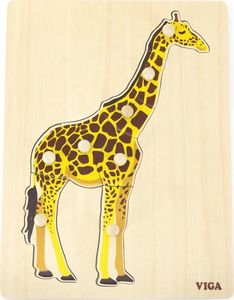 Viga Toys VIGA Drewniane Puzzle Montessori Żyrafa z Pinezkami 1
