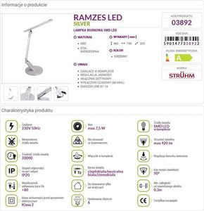 Lampka biurkowa STRUHM srebrna 6