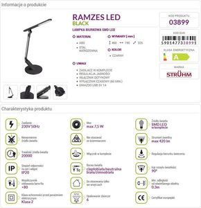 Lampka biurkowa STRUHM czarna 6