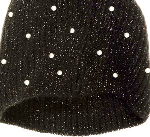 Pepco PEPCO Czapka damska z perełkami Czarny 3