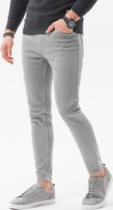 Ombre Spodnie męskie jeansowe P1058 - szare S 1
